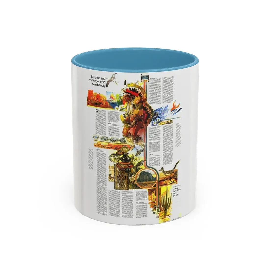 USA - Southwest 2 (1977) (Map) Accent Coffee Mug 11oz Light Blue - Go Mug Yourself