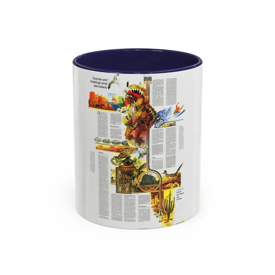 USA - Southwest 2 (1977) (Map) Accent Coffee Mug 11oz Navy - Go Mug Yourself