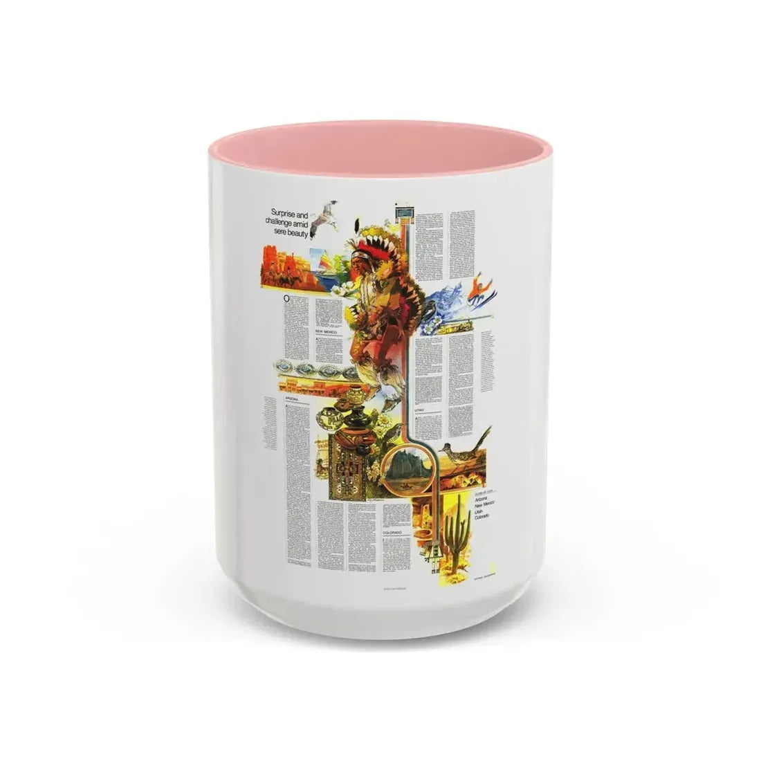 USA - Southwest 2 (1977) (Map) Accent Coffee Mug 15oz Pink - Go Mug Yourself