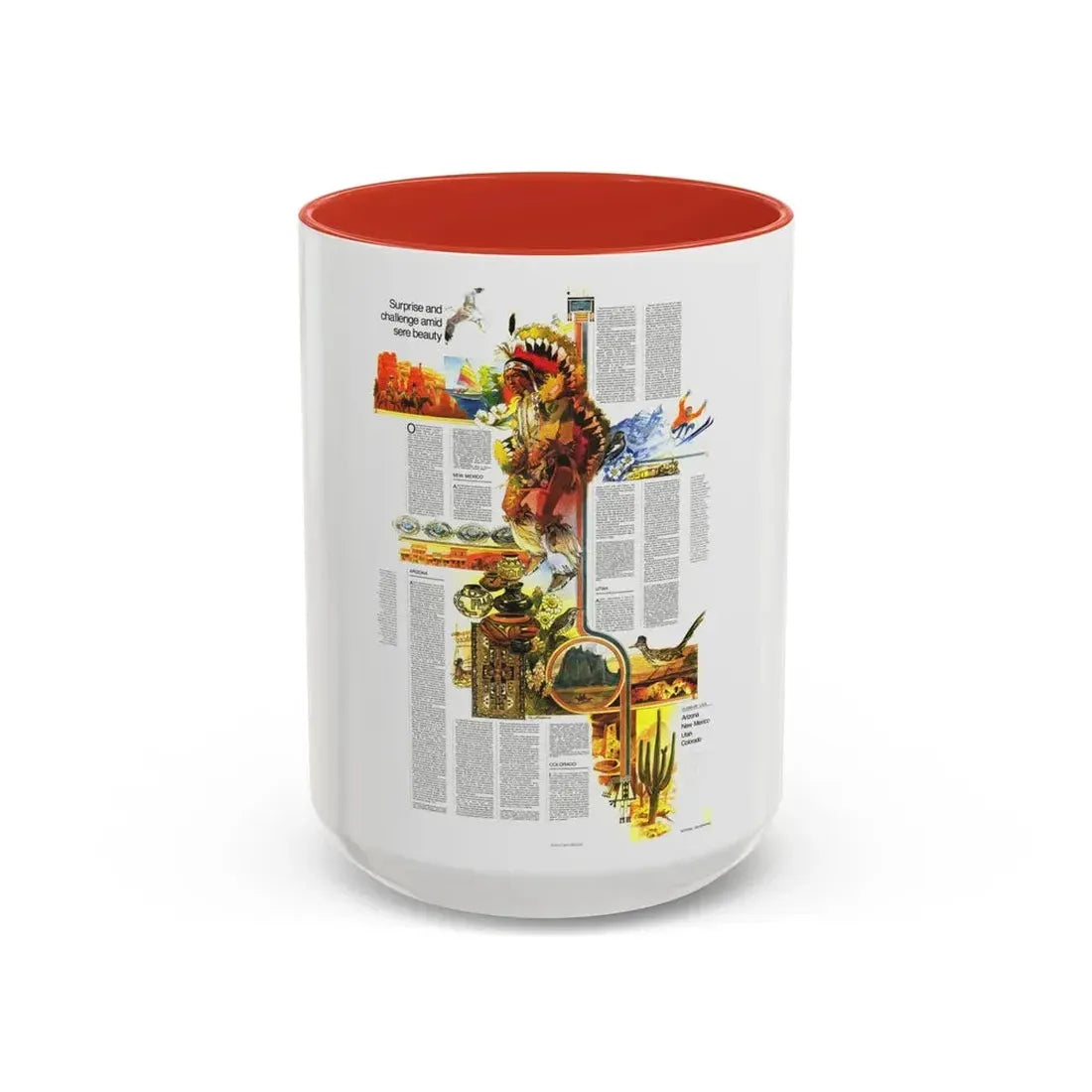 USA - Southwest 2 (1977) (Map) Accent Coffee Mug 15oz Red - Go Mug Yourself