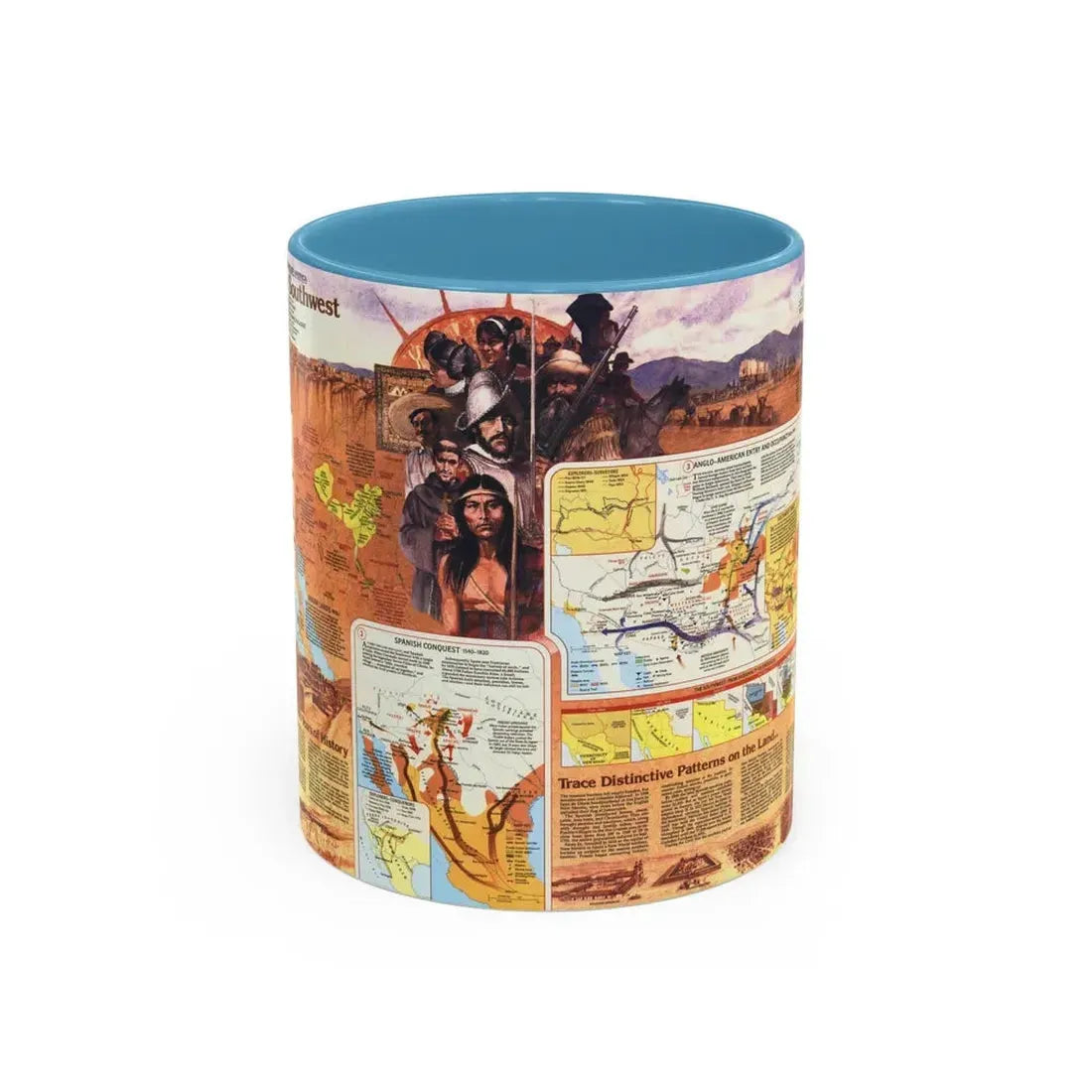 USA - Southwest 2 (1982) (Map) Accent Coffee Mug 11oz Light Blue - Go Mug Yourself