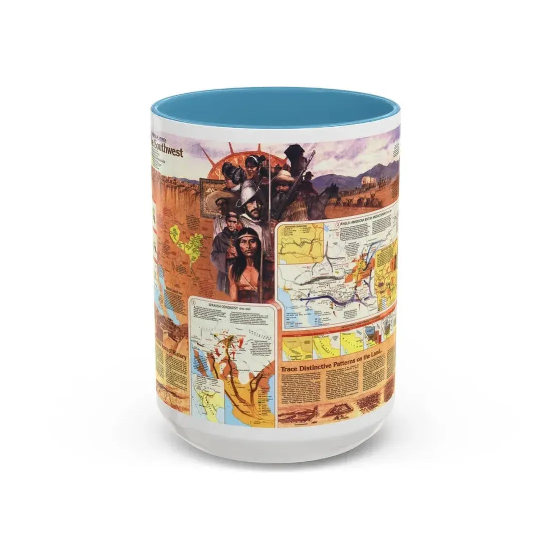 USA - Southwest 2 (1982) (Map) Accent Coffee Mug 15oz Light Blue - Go Mug Yourself