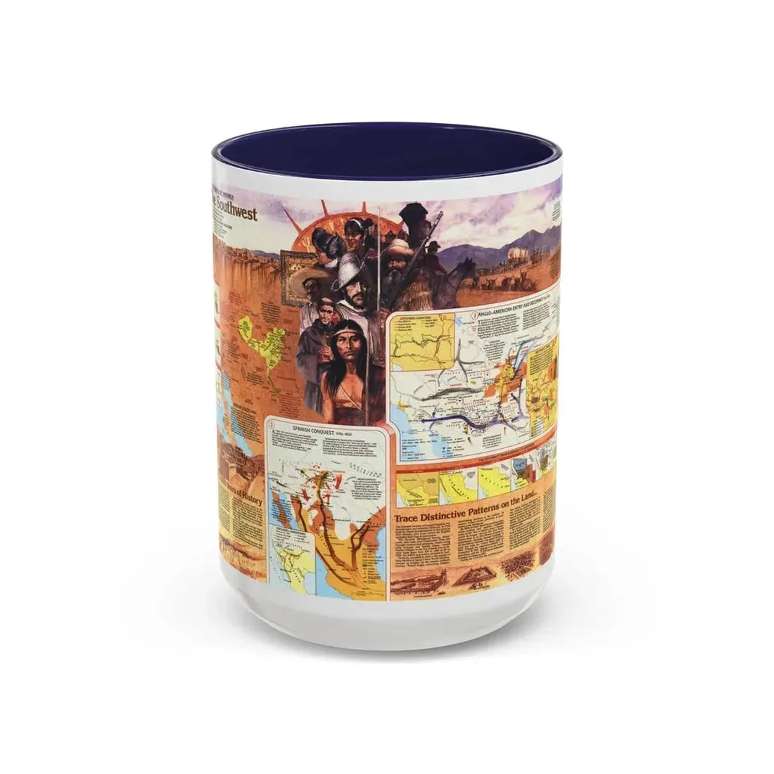 USA - Southwest 2 (1982) (Map) Accent Coffee Mug 15oz Navy - Go Mug Yourself