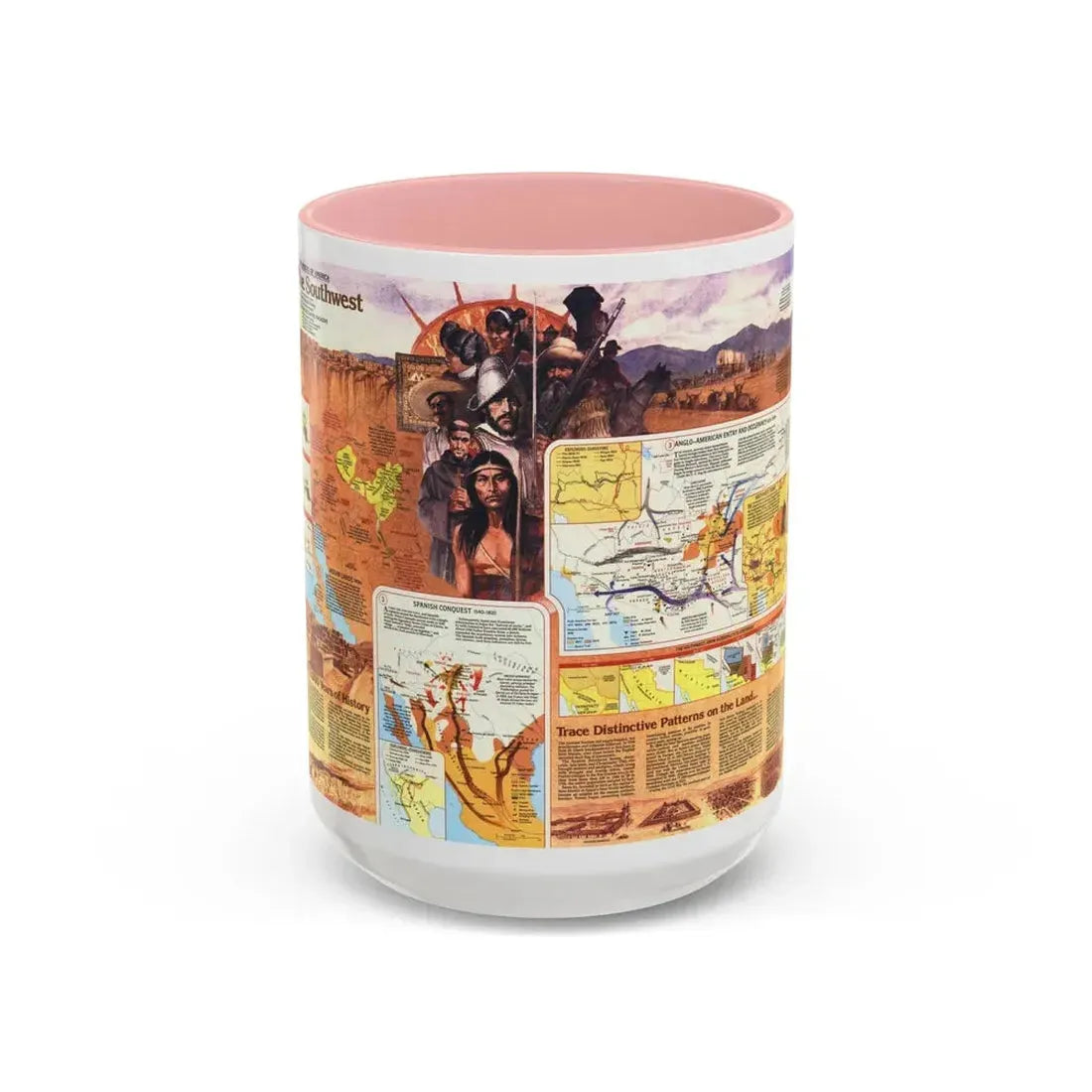 USA - Southwest 2 (1982) (Map) Accent Coffee Mug 15oz Pink - Go Mug Yourself