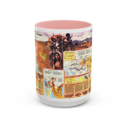 USA - Southwest 2 (1982) (Map) Accent Coffee Mug 15oz Pink - Go Mug Yourself