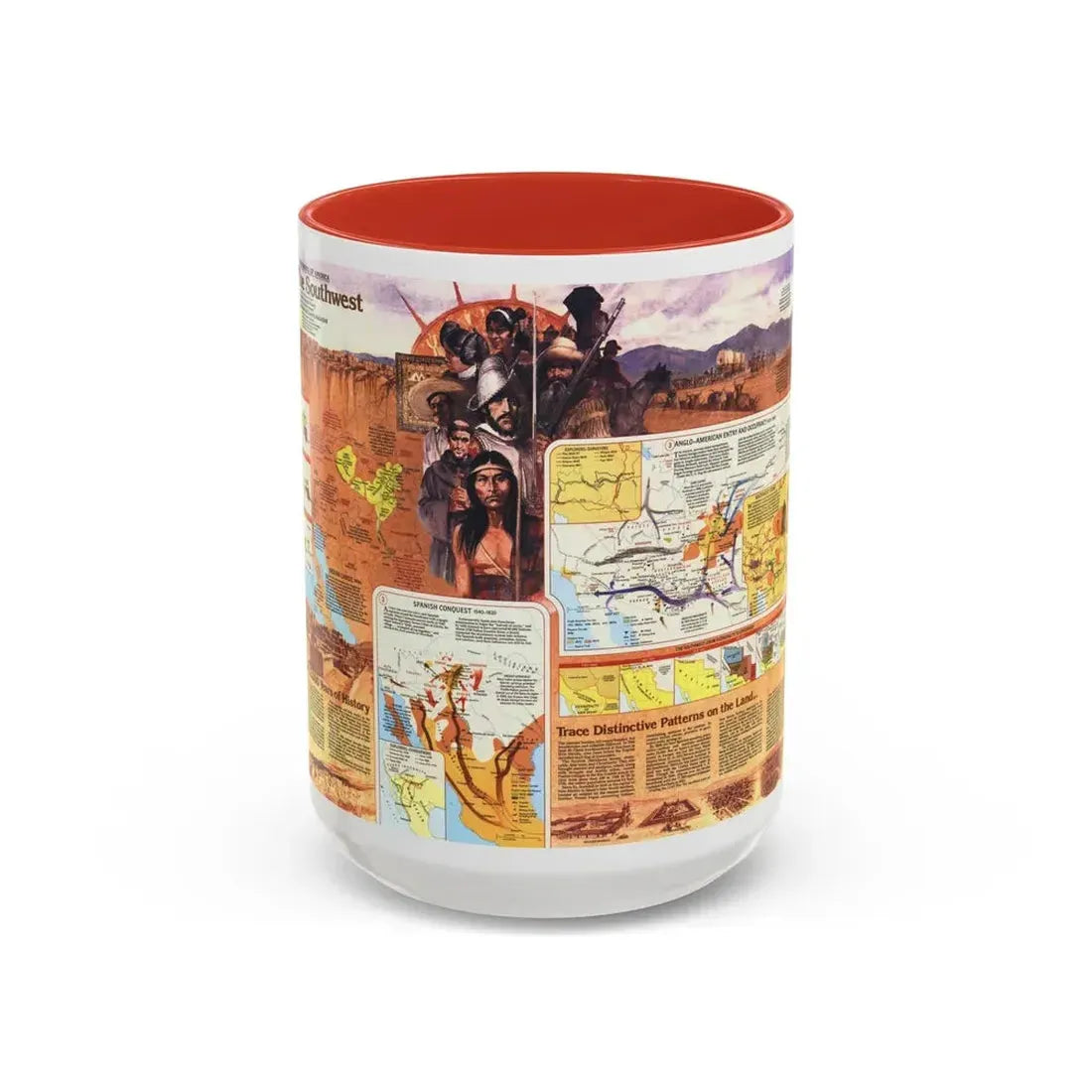 USA - Southwest 2 (1982) (Map) Accent Coffee Mug 15oz Red - Go Mug Yourself