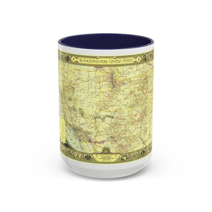 USA - Southwestern (1940) (Map) Accent Coffee Mug 15oz Navy - Go Mug Yourself