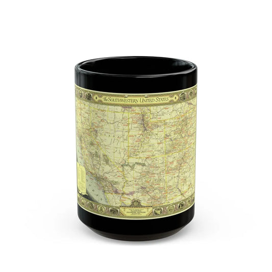 USA - Southwestern (1940) (Map) Black Coffee Mug-15oz-Go Mug Yourself