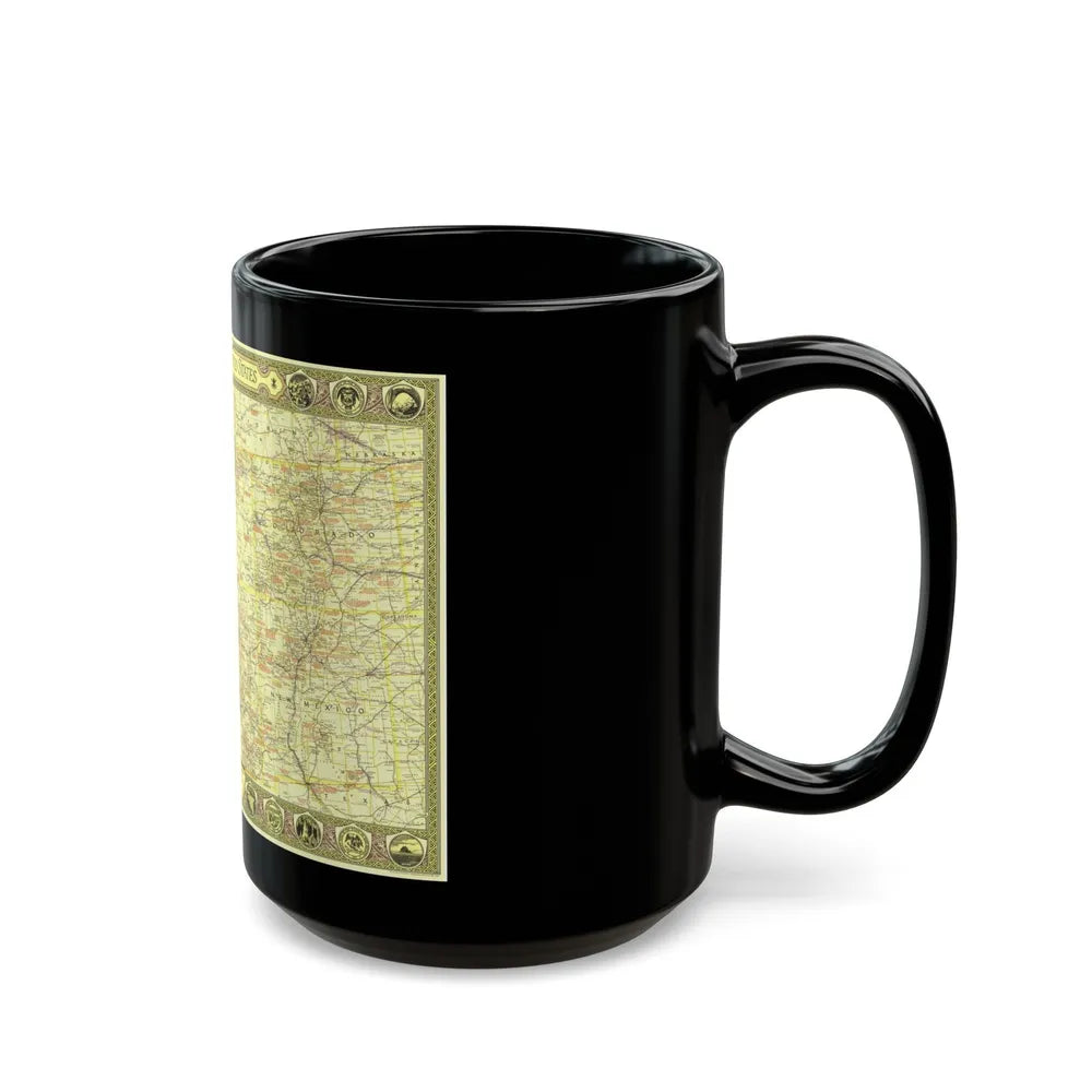 USA - Southwestern (1940) (Map) Black Coffee Mug-Go Mug Yourself