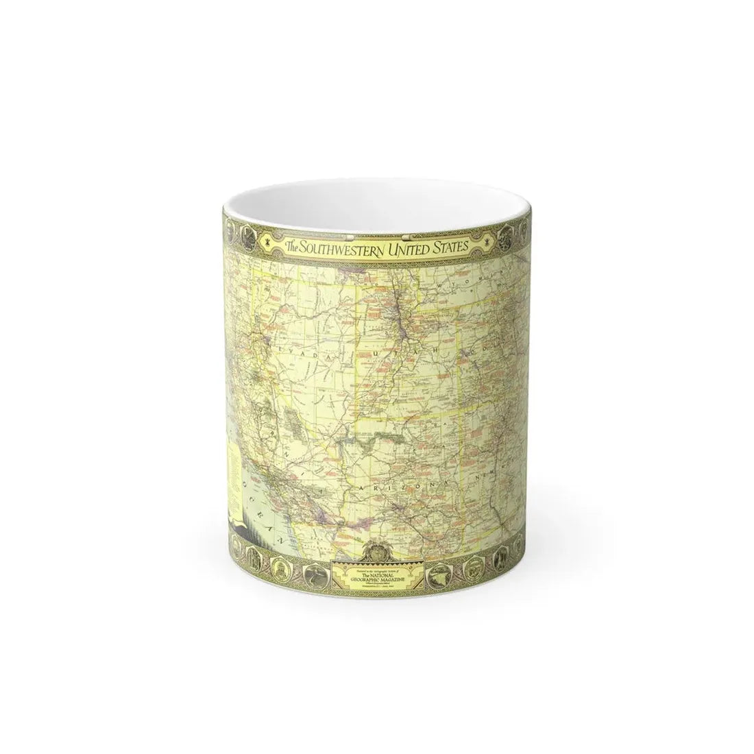 USA - Southwestern (1940) (Map) Color Changing Mug 11oz Default Title 11oz - Go Mug Yourself