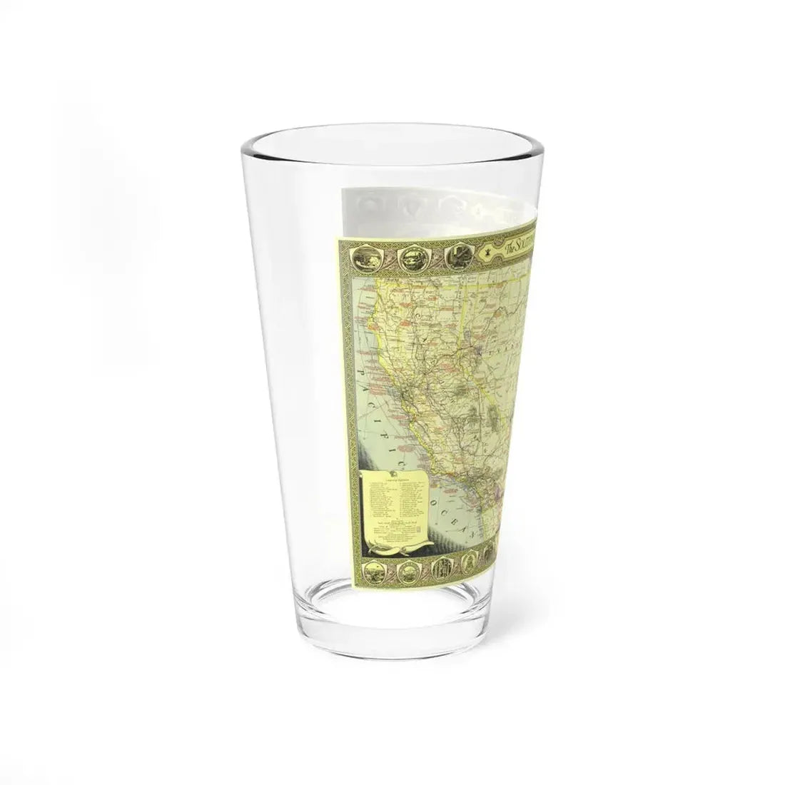 USA - Southwestern (1940) (Map) Pint Glass 16oz - Go Mug Yourself