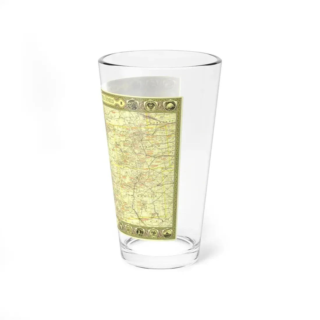 USA - Southwestern (1940) (Map) Pint Glass 16oz - Go Mug Yourself