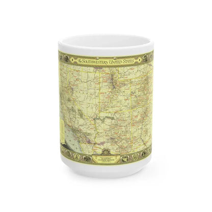 USA - Southwestern (1940) (Map) White Coffee Mug 15oz - Go Mug Yourself