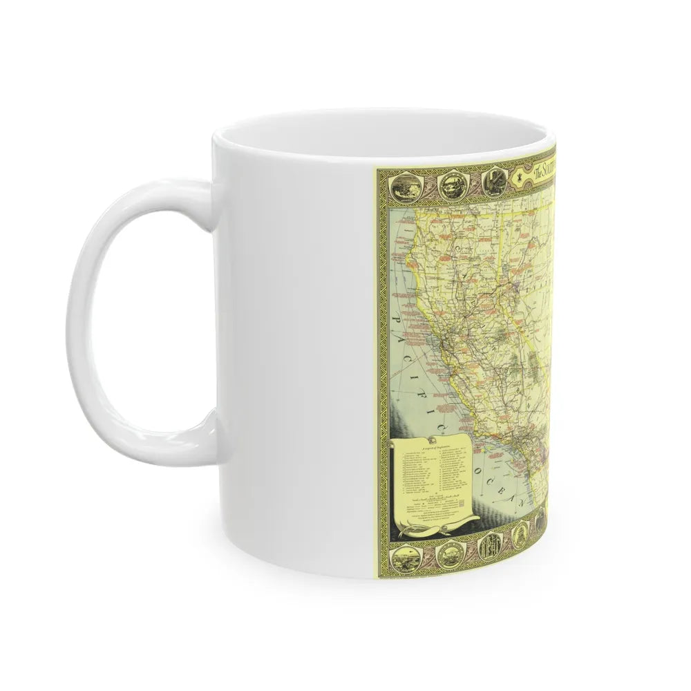 USA - Southwestern (1940) (Map) White Coffee Mug-Go Mug Yourself