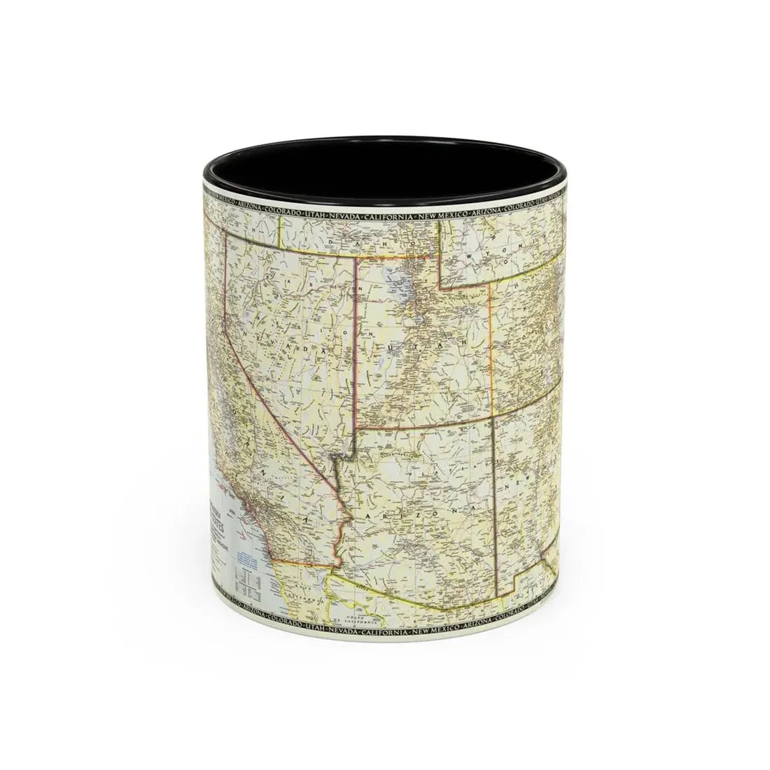 USA - Southwestern (1948) (Map) Accent Coffee Mug 11oz Black - Go Mug Yourself