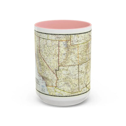 USA - Southwestern (1948) (Map) Accent Coffee Mug 15oz Pink - Go Mug Yourself