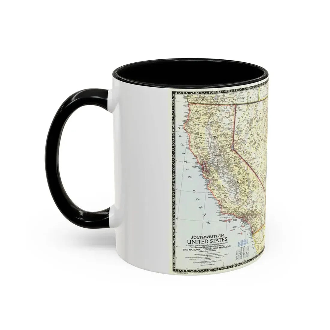 USA - Southwestern (1948) (Map) Accent Coffee Mug - Go Mug Yourself