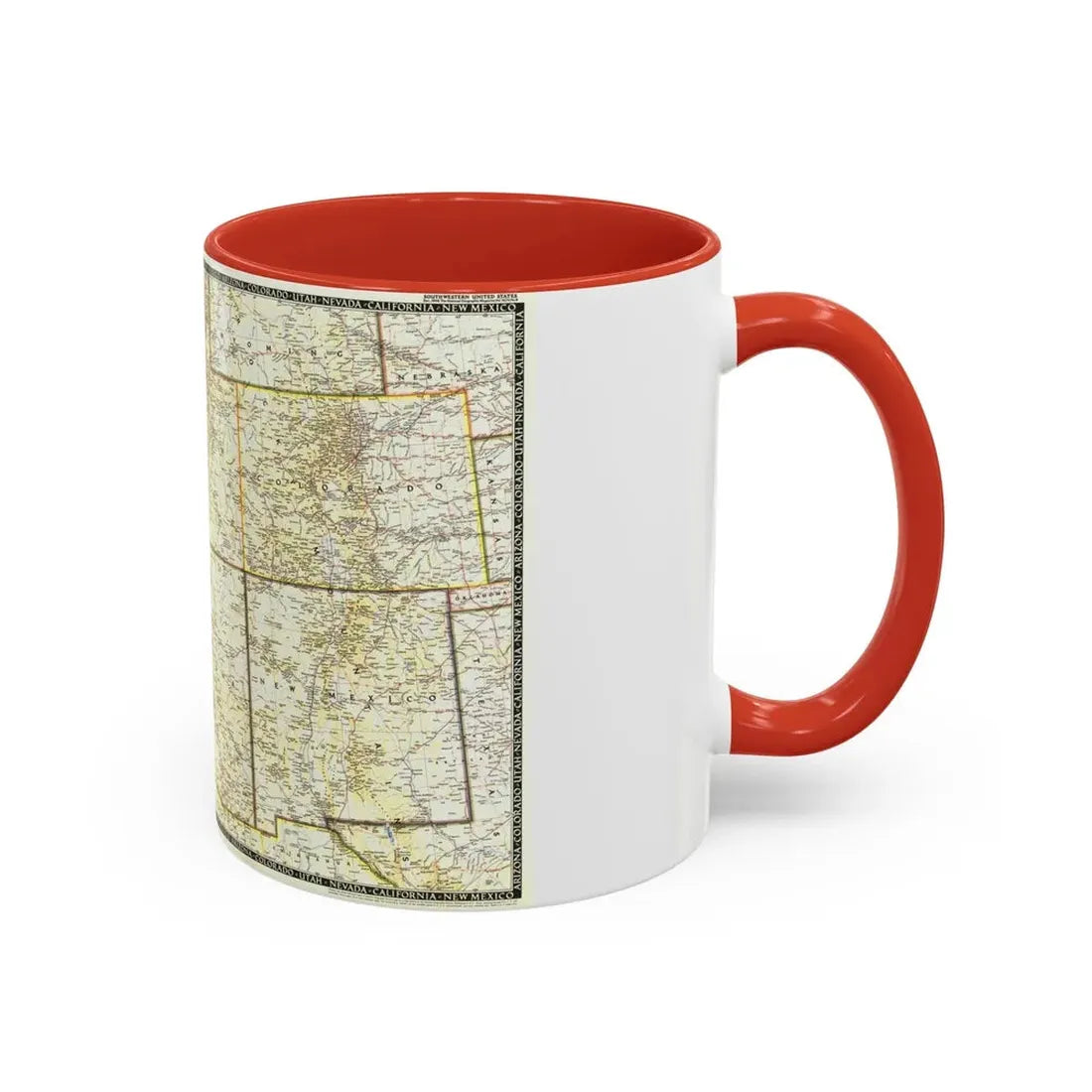 USA - Southwestern (1948) (Map) Accent Coffee Mug - Go Mug Yourself