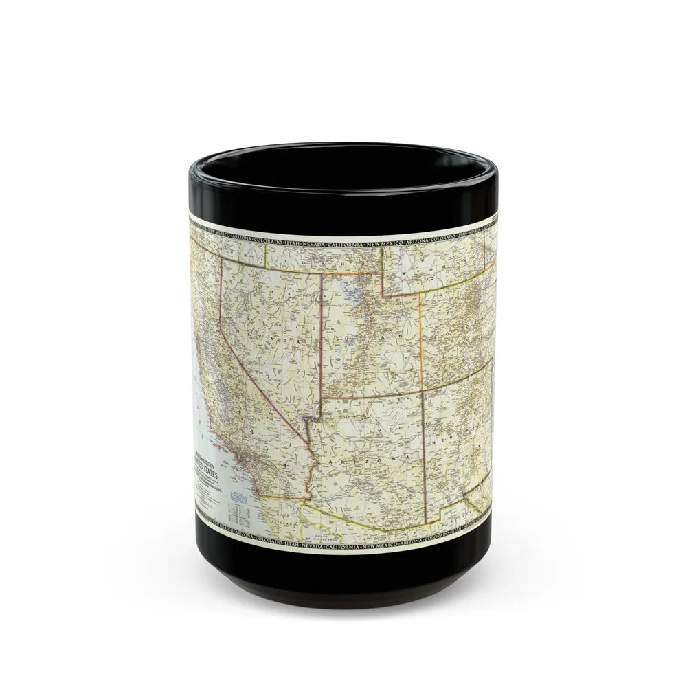 USA - Southwestern (1948) (Map) Black Coffee Mug-15oz-Go Mug Yourself