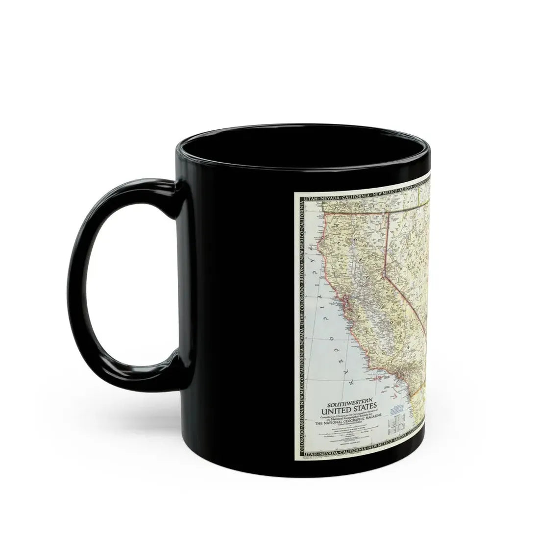 USA - Southwestern (1948) (Map) Black Coffee Mug - Go Mug Yourself