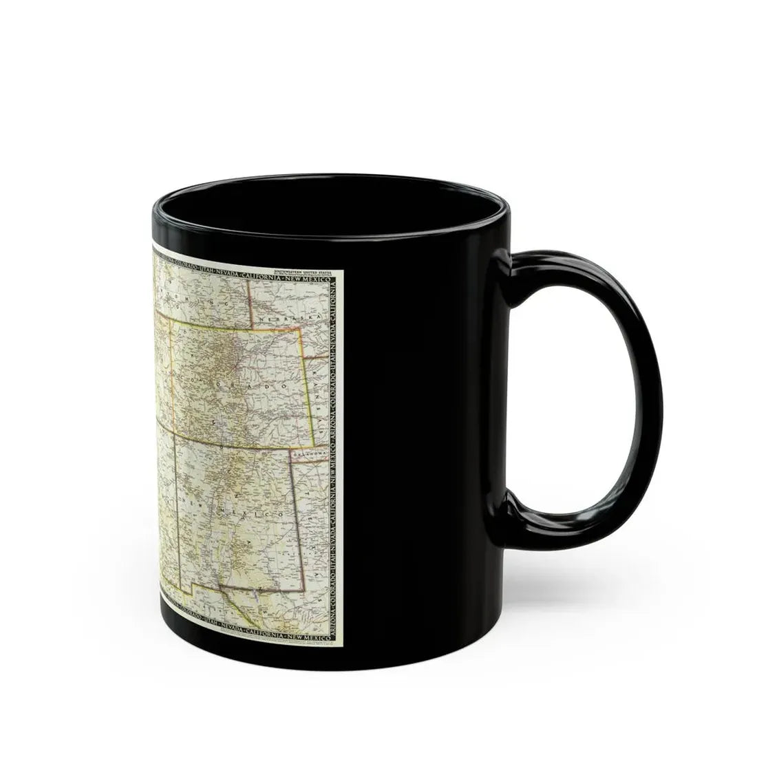 USA - Southwestern (1948) (Map) Black Coffee Mug - Go Mug Yourself