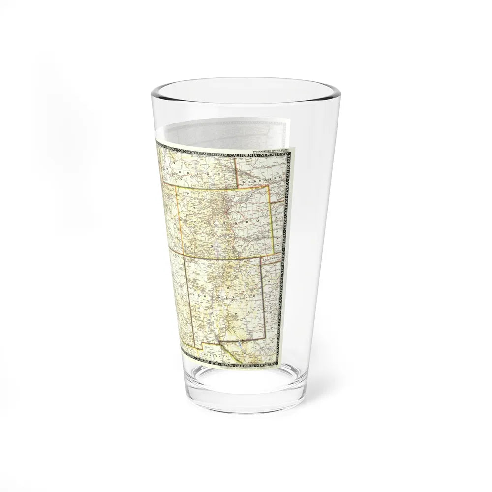 USA - Southwestern (1948) (Map) Pint Glass 16oz-Go Mug Yourself