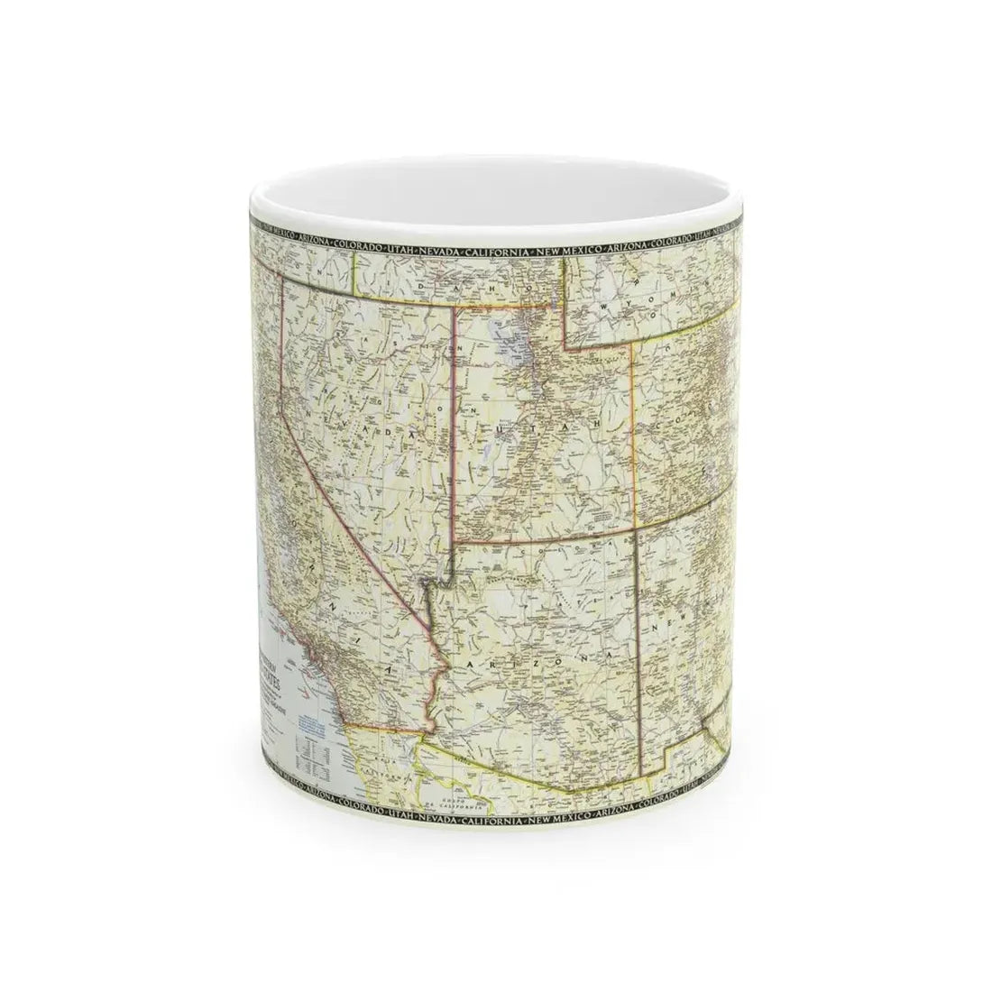 USA - Southwestern (1948) (Map) White Coffee Mug 11oz - Go Mug Yourself