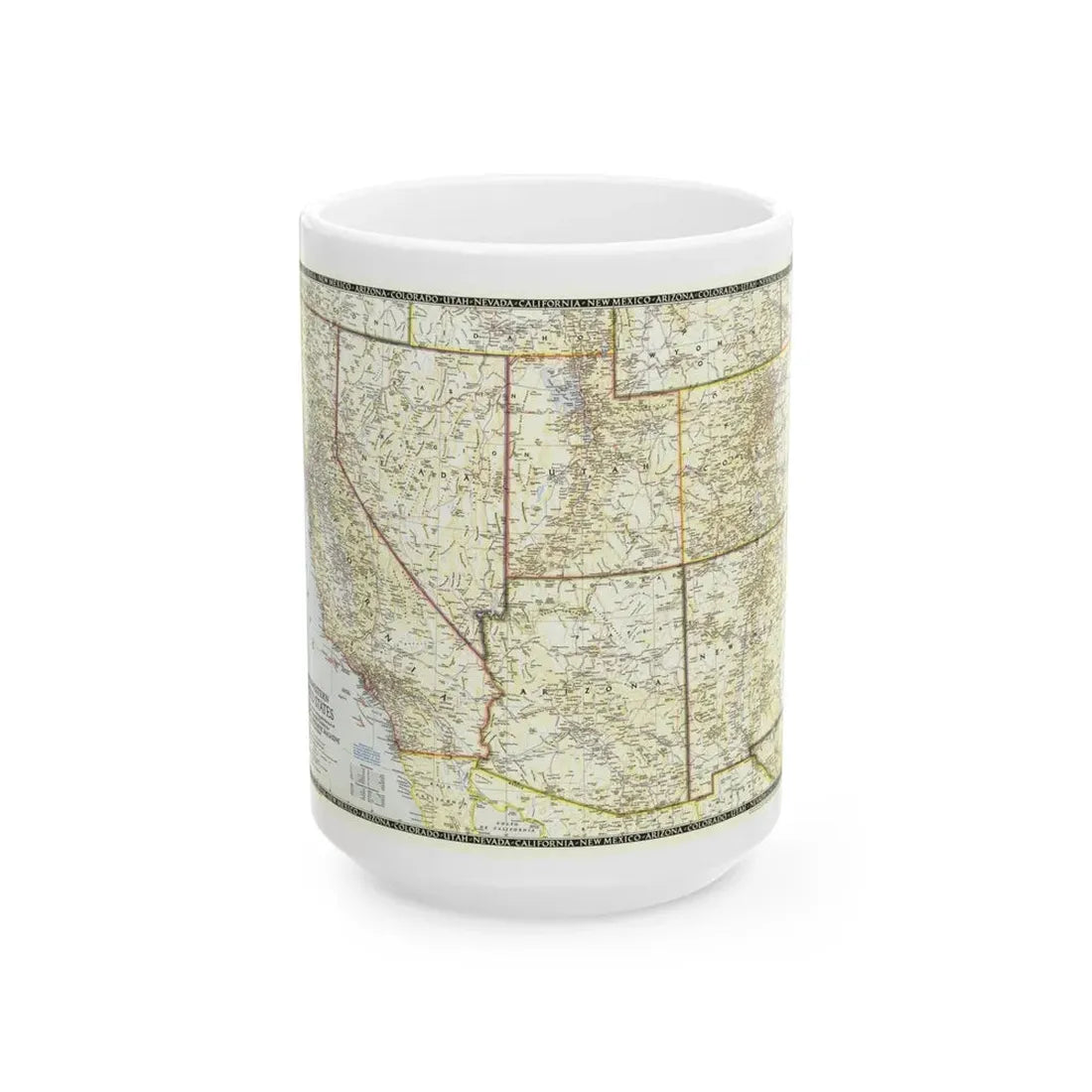 USA - Southwestern (1948) (Map) White Coffee Mug 15oz - Go Mug Yourself