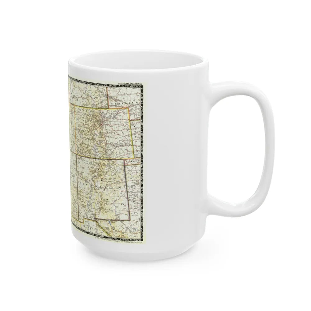 USA - Southwestern (1948) (Map) White Coffee Mug-Go Mug Yourself