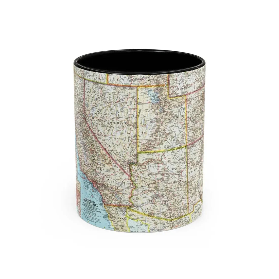 USA - Southwestern (1959) (Map) Accent Coffee Mug 11oz Black - Go Mug Yourself
