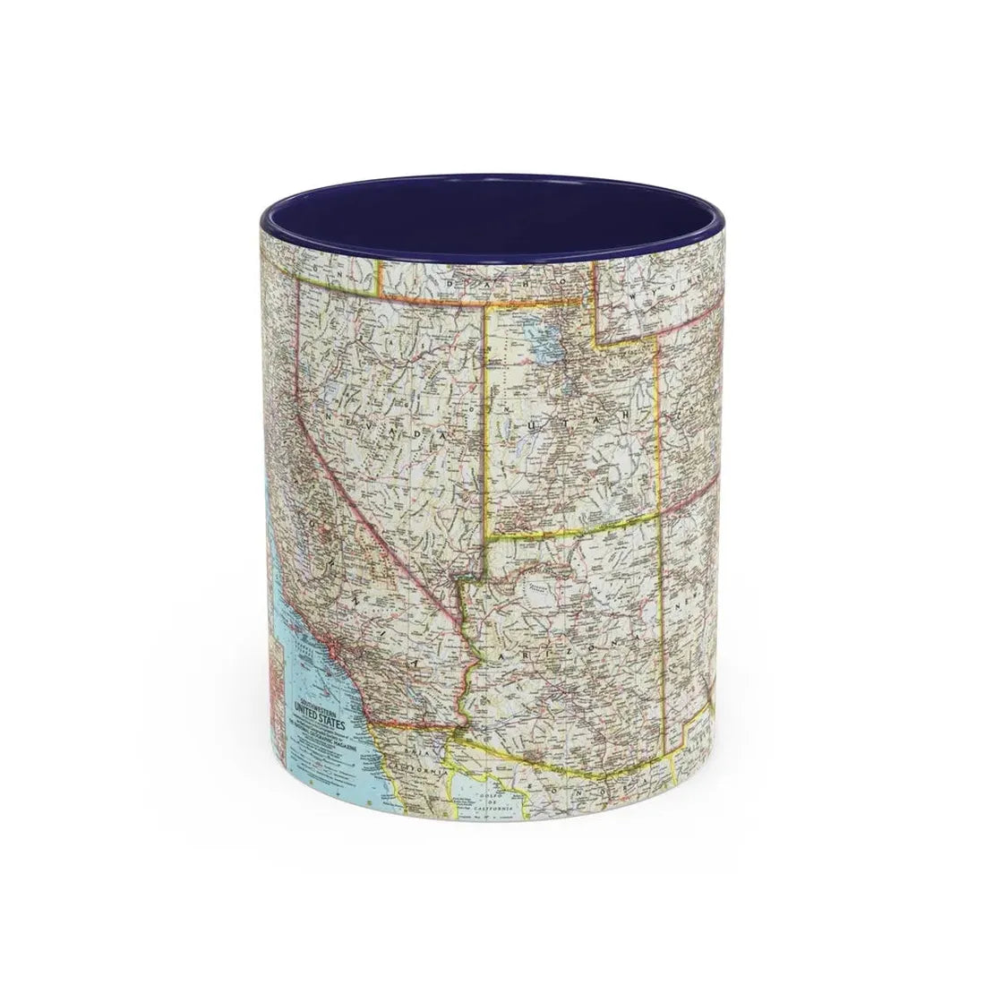 USA - Southwestern (1959) (Map) Accent Coffee Mug 11oz Navy - Go Mug Yourself