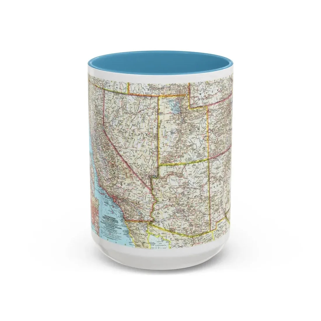 USA - Southwestern (1959) (Map) Accent Coffee Mug 15oz Light Blue - Go Mug Yourself