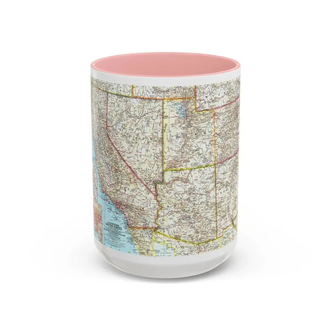 USA - Southwestern (1959) (Map) Accent Coffee Mug 15oz Pink - Go Mug Yourself