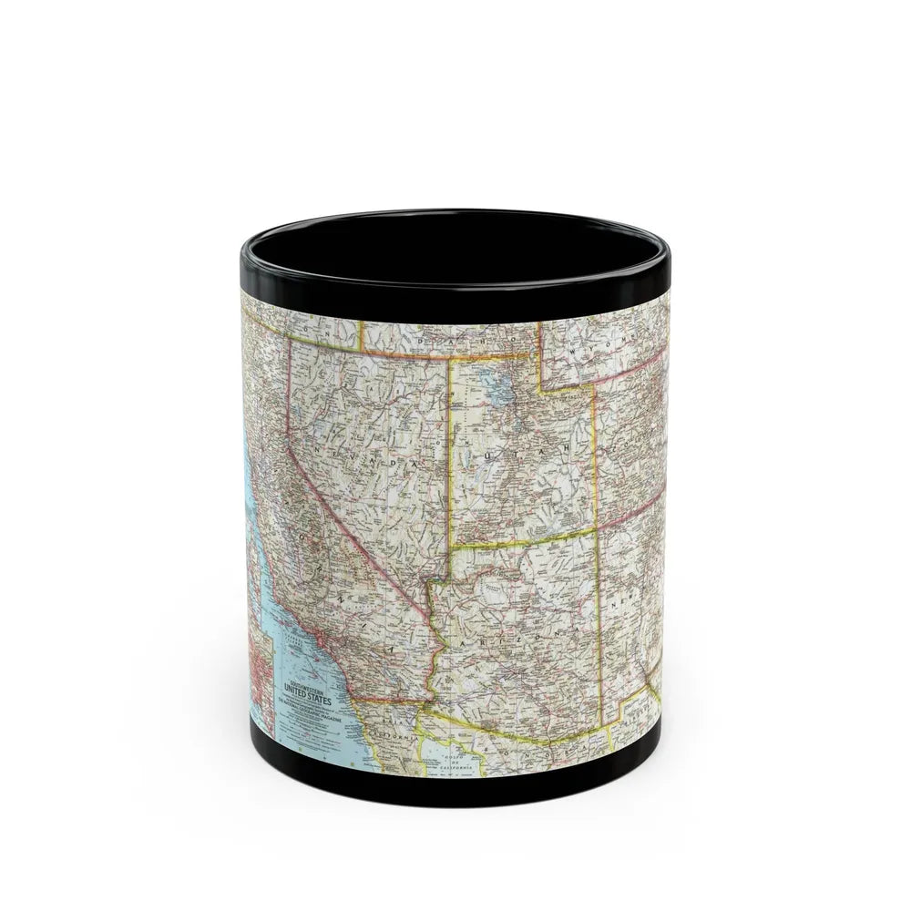 USA - Southwestern (1959) (Map) Black Coffee Mug-11oz-Go Mug Yourself