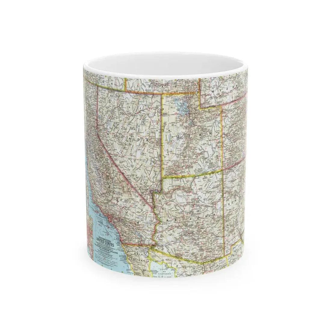 USA - Southwestern (1959) (Map) White Coffee Mug 11oz - Go Mug Yourself