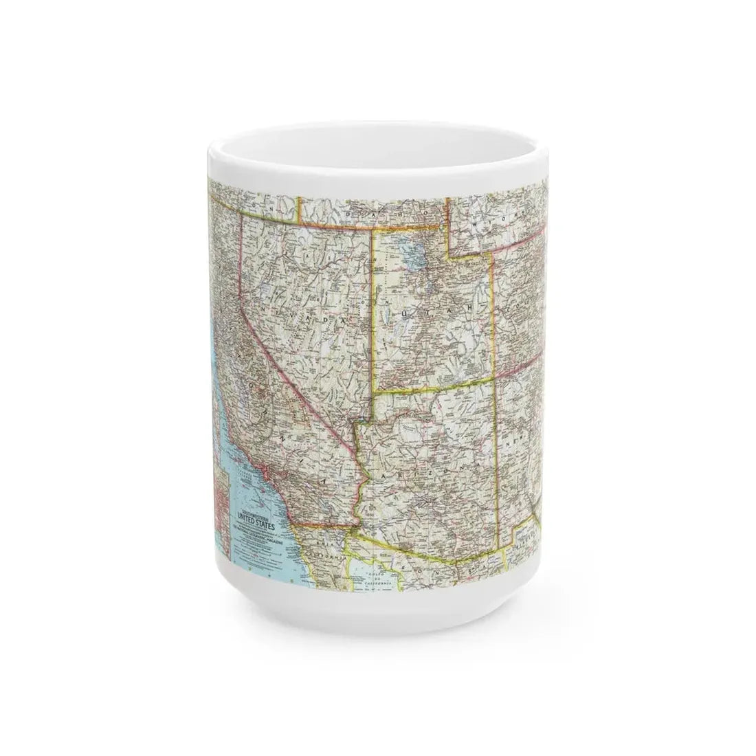 USA - Southwestern (1959) (Map) White Coffee Mug 15oz - Go Mug Yourself