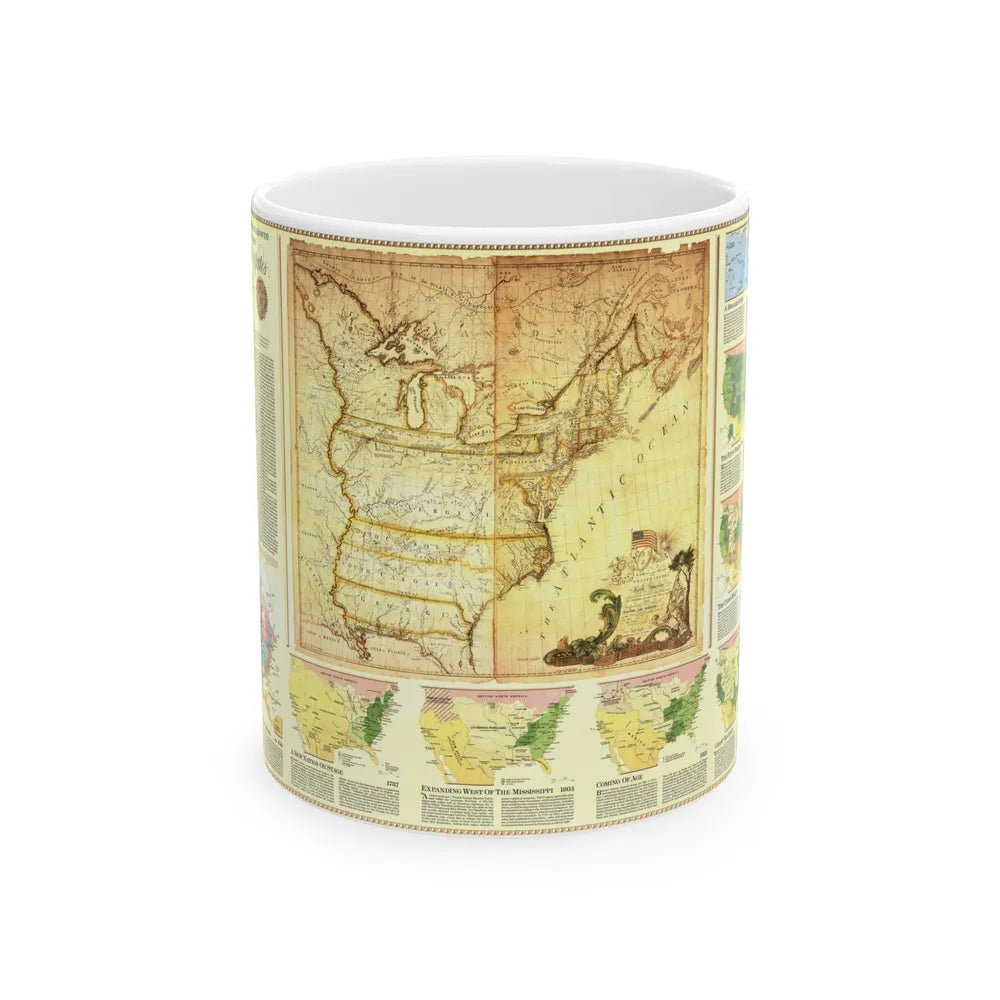 USA - Territorial Growth (1987) (Map) White Coffee Mug-11oz-Go Mug Yourself