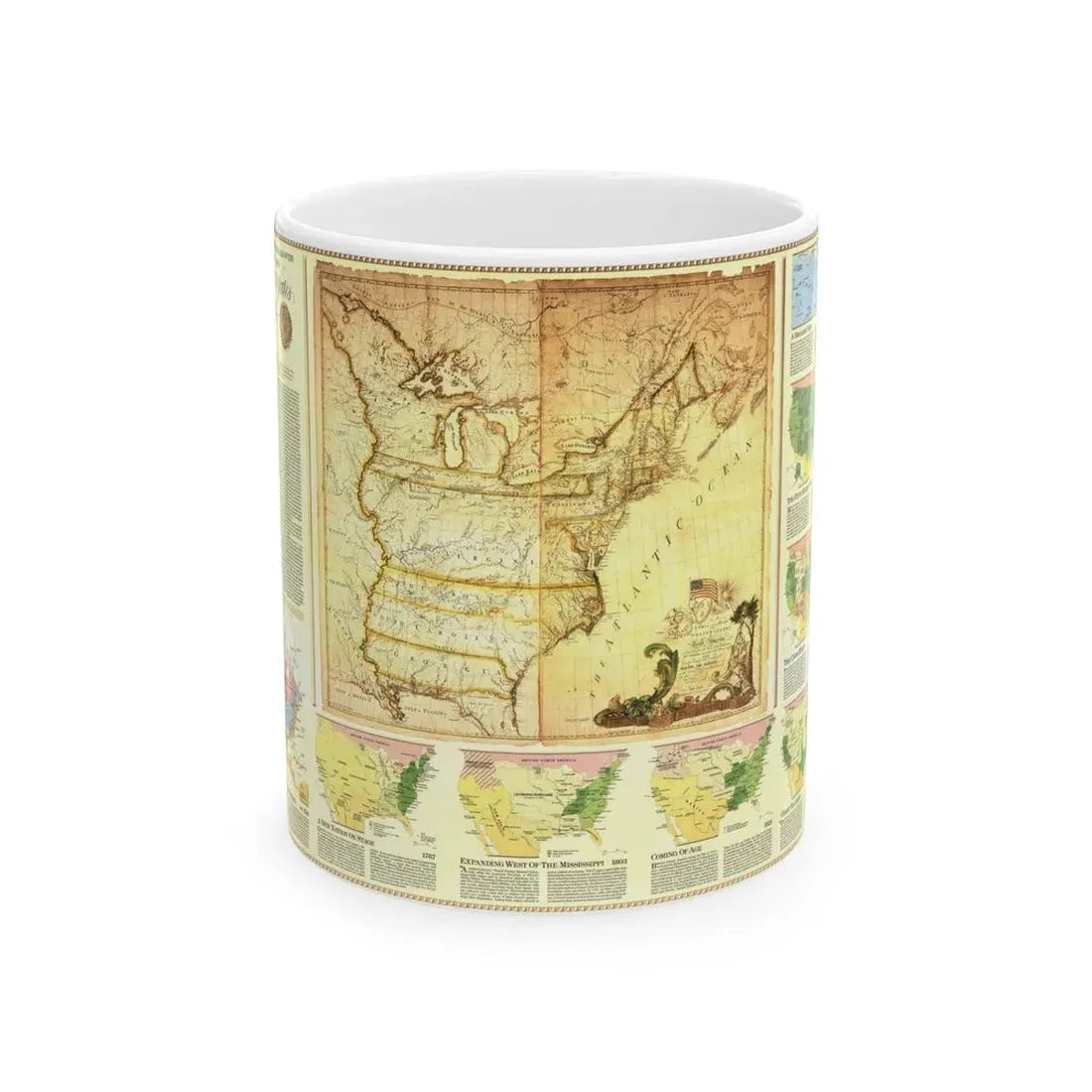 USA - Territorial Growth (1987) (Map) White Coffee Mug 11oz - Go Mug Yourself
