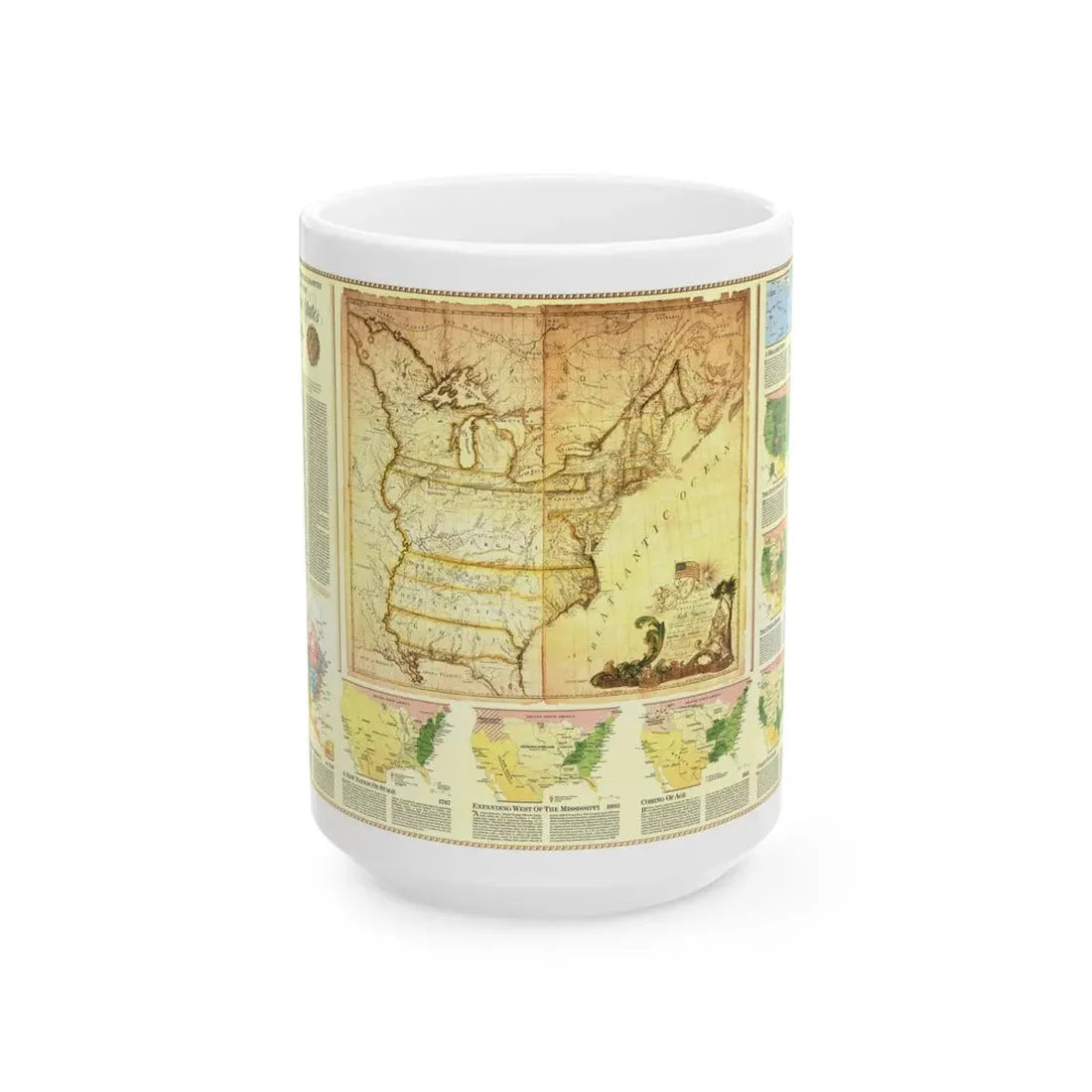 USA - Territorial Growth (1987) (Map) White Coffee Mug 15oz - Go Mug Yourself