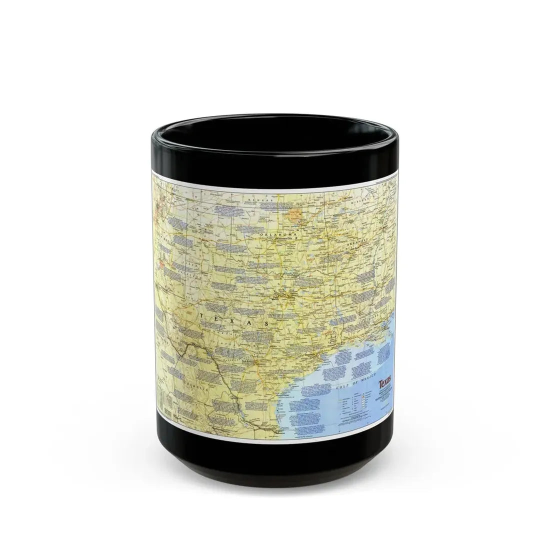 USA - Texas 1 (1986) (Map) Black Coffee Mug 15oz - Go Mug Yourself