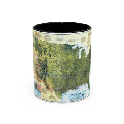 USA - The Physical Landscape (1996) (Map) Accent Coffee Mug 11oz Black - Go Mug Yourself