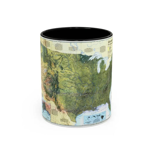 USA - The Physical Landscape (1996) (Map) Accent Coffee Mug 11oz Black - Go Mug Yourself