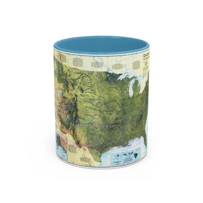 USA - The Physical Landscape (1996) (Map) Accent Coffee Mug 11oz Light Blue - Go Mug Yourself