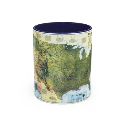 USA - The Physical Landscape (1996) (Map) Accent Coffee Mug 11oz Navy - Go Mug Yourself