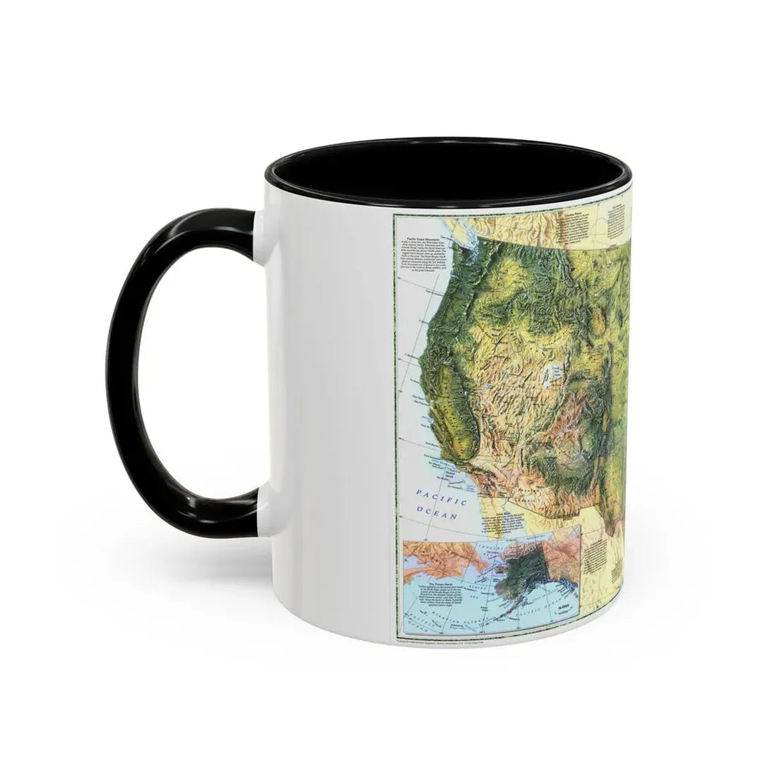 USA - The Physical Landscape (1996) (Map) Accent Coffee Mug - Go Mug Yourself