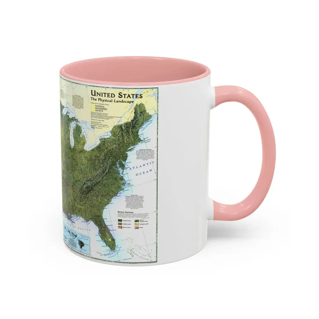 USA - The Physical Landscape (1996) (Map) Accent Coffee Mug - Go Mug Yourself