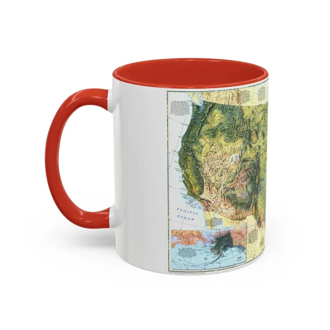 USA - The Physical Landscape (1996) (Map) Accent Coffee Mug - Go Mug Yourself