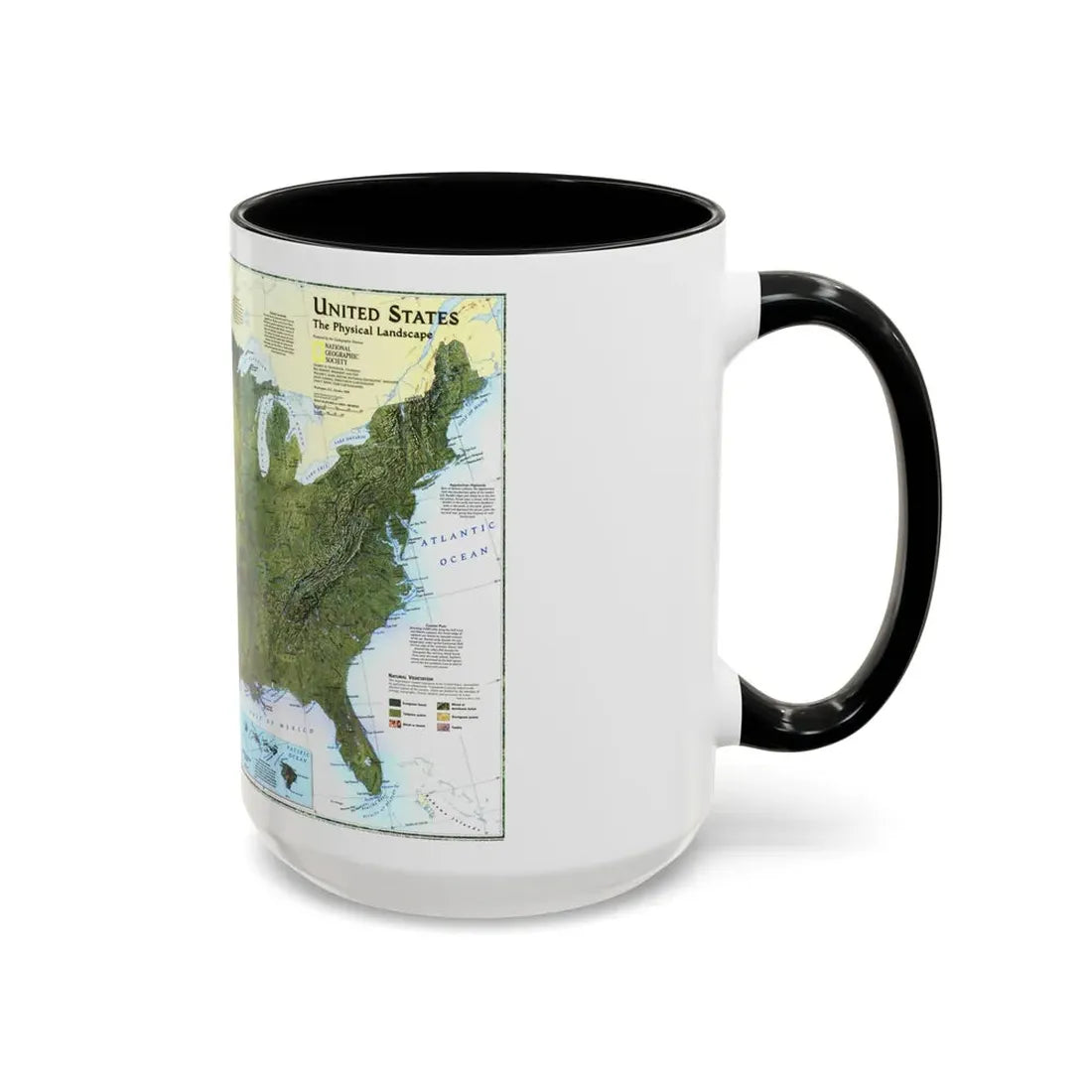 USA - The Physical Landscape (1996) (Map) Accent Coffee Mug - Go Mug Yourself
