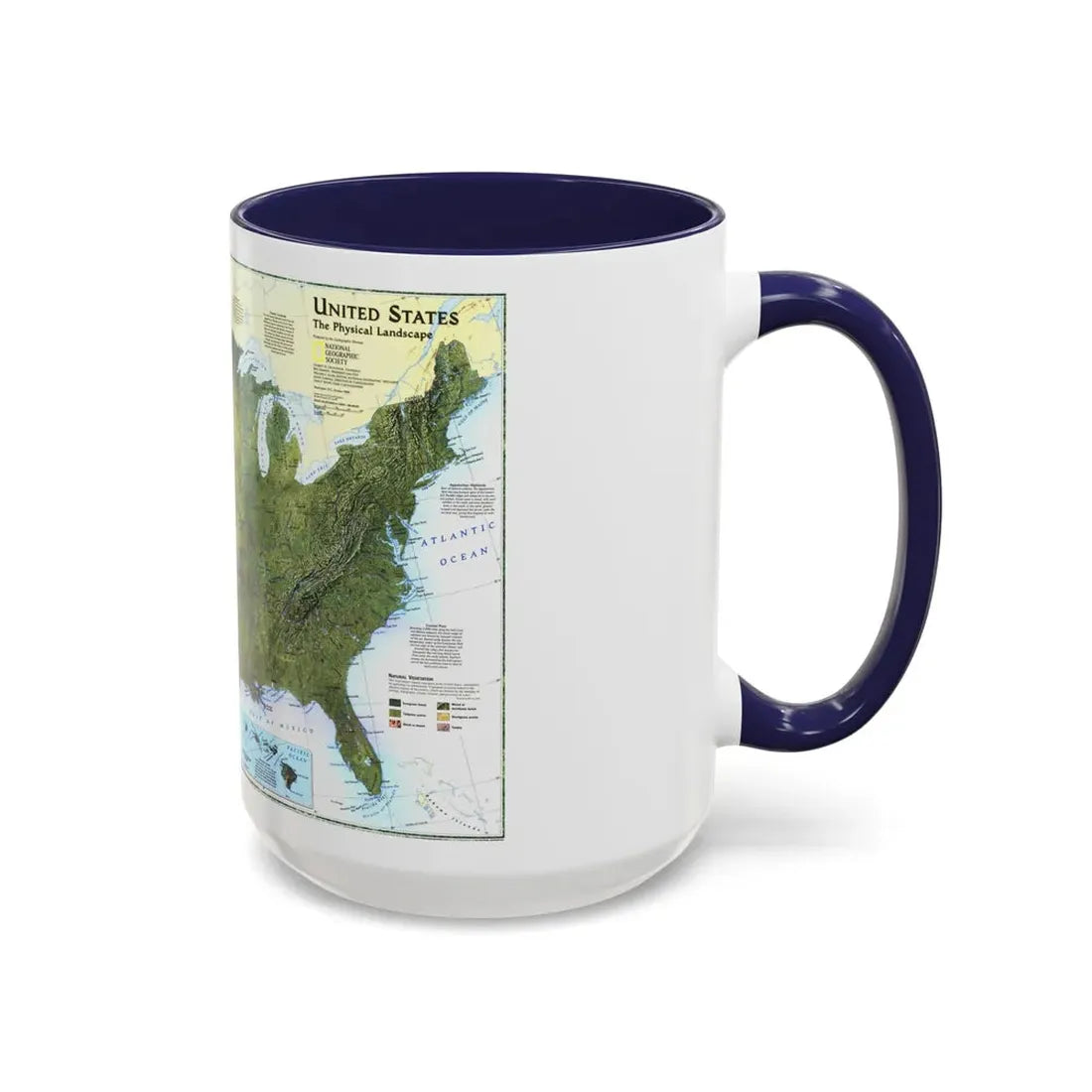 USA - The Physical Landscape (1996) (Map) Accent Coffee Mug - Go Mug Yourself