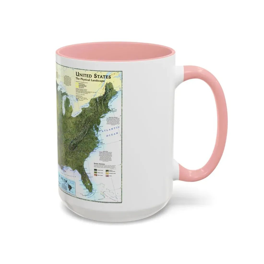 USA - The Physical Landscape (1996) (Map) Accent Coffee Mug - Go Mug Yourself